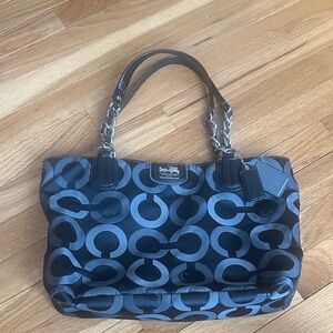 Coach chain strap tote with patent details